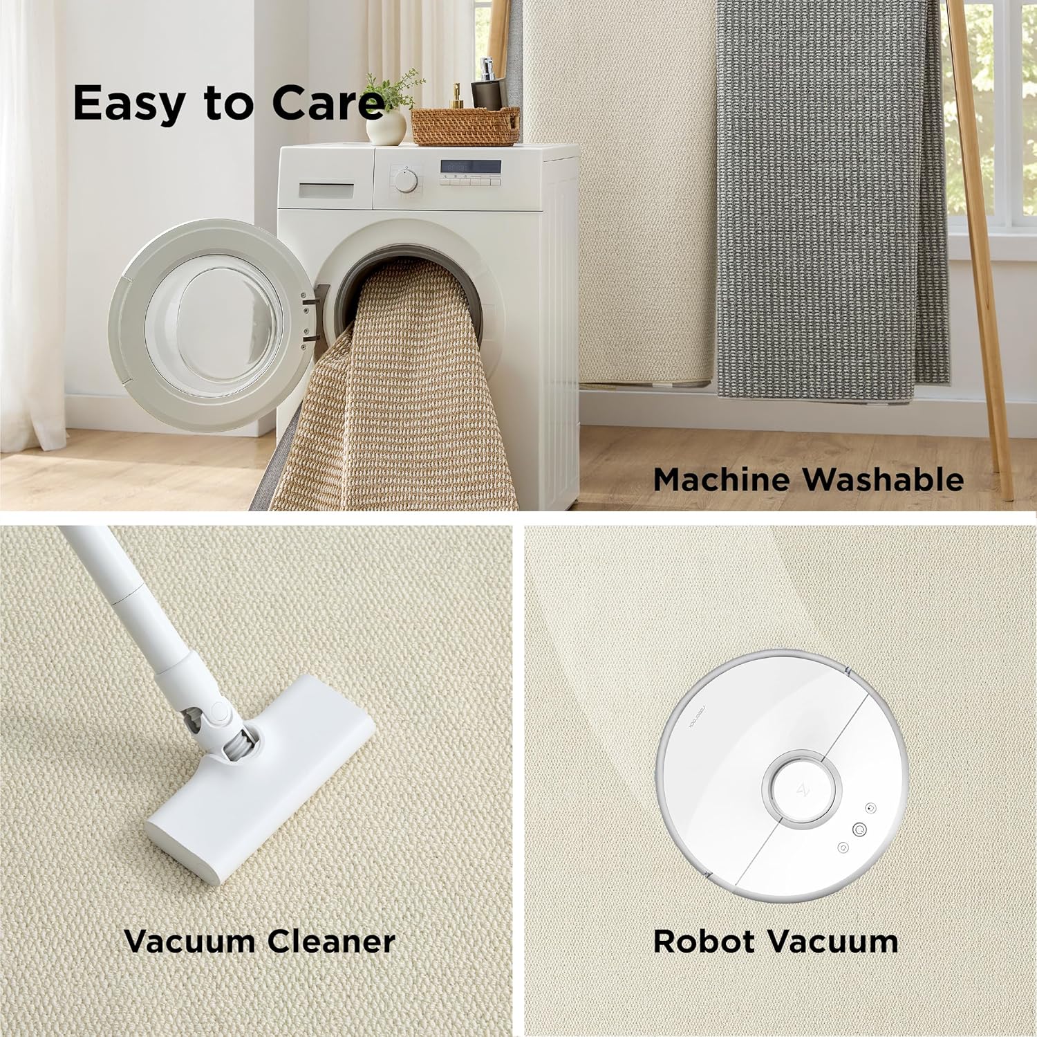 Bedsure 5x7 Faux Wool Area Rug - Machine Washable, Non-Slip, Pet Friendly, Cream for Living Room & Bedroom