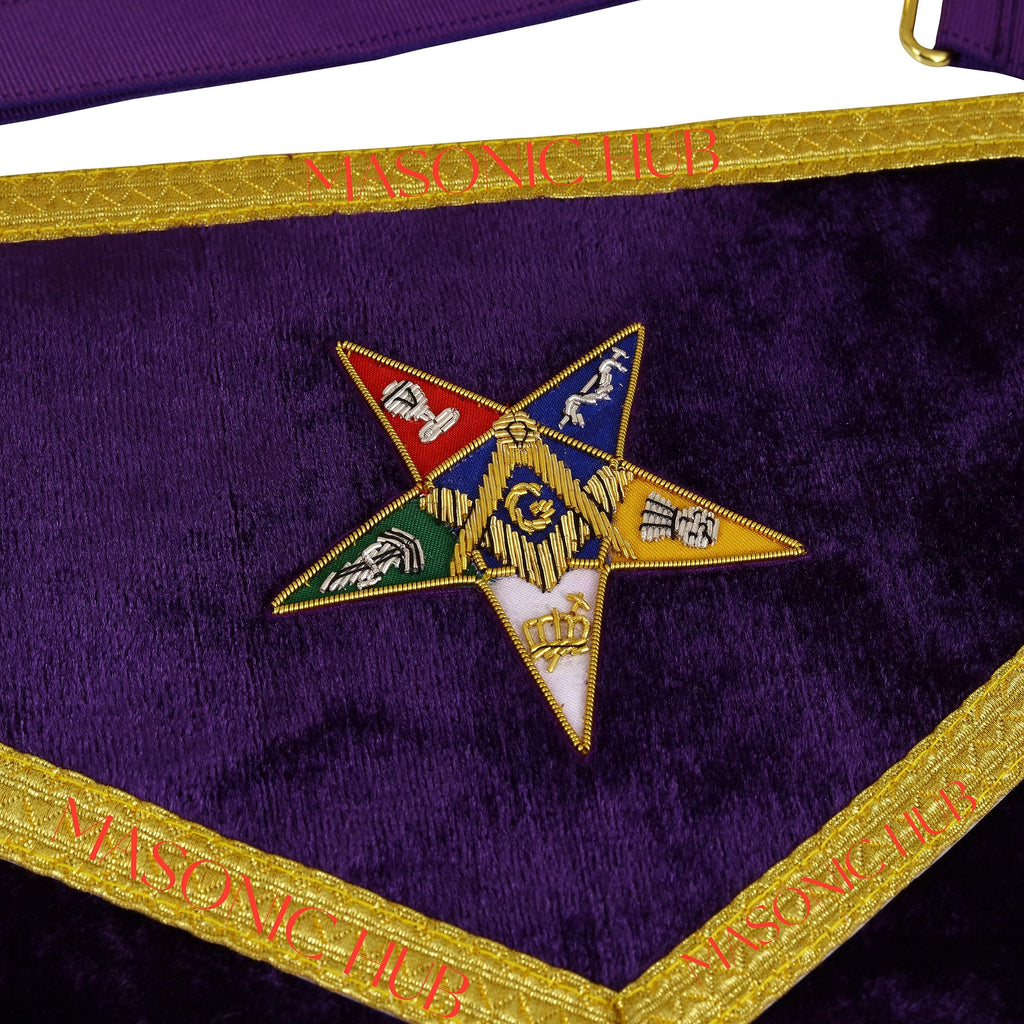 OES WORTHY PATRON/MATRON MASONIC APRON - PURPLE VELVET - HAND MADE OES STAR