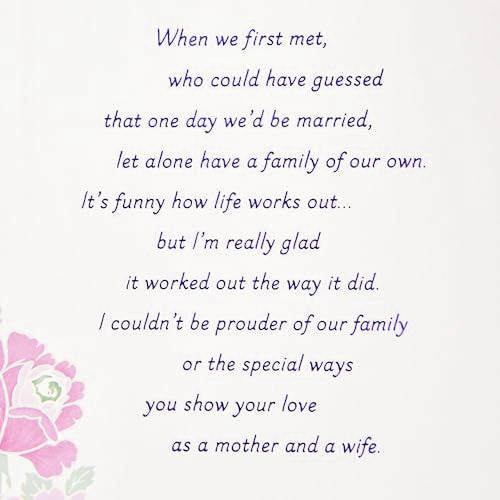 Hallmark Mother's Day Card for Wife with Purple Flowers and Glitter
