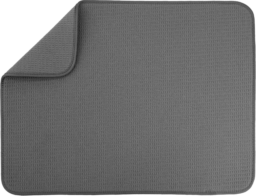 S&T INC. XL Dish Drying Mat - Absorbent Microfiber Kitchen Counter Pad | 18” x 24” | Charcoal