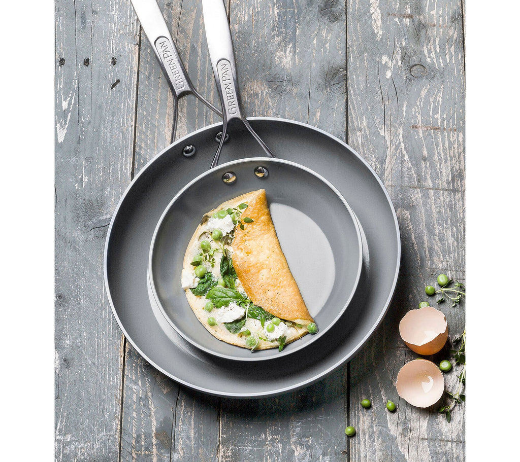 GreenPan Paris Pro Hard Anodized Healthy Ceramic Nonstick, 8" and 10" Frying pan Skillet Set, PFAS-Free, Dishwasher Safe, Grey
