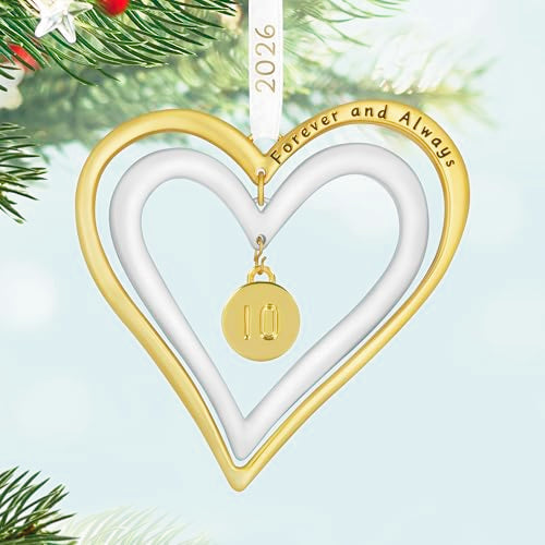 Hallmark Keepsake Christmas Ornament 2026 Our Anniversary Metal Double Hearts - Personalized Year & Charms