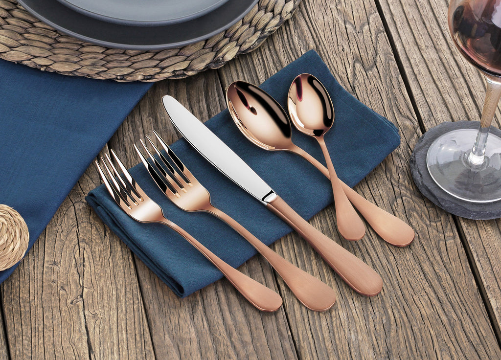 Artaste 56891 Rain 18/10 Stainless Steel Flatware 36-Piece Set, Copper Finish, Service for 12