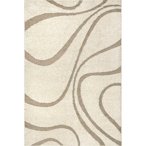 nuLOOM Carolyn Modern Shag Area Rug - 4 Round Accent Shag Rug Transitional Cream/Ivory Rugs for Living Room Bedroom Dining Room Nursery Entryway