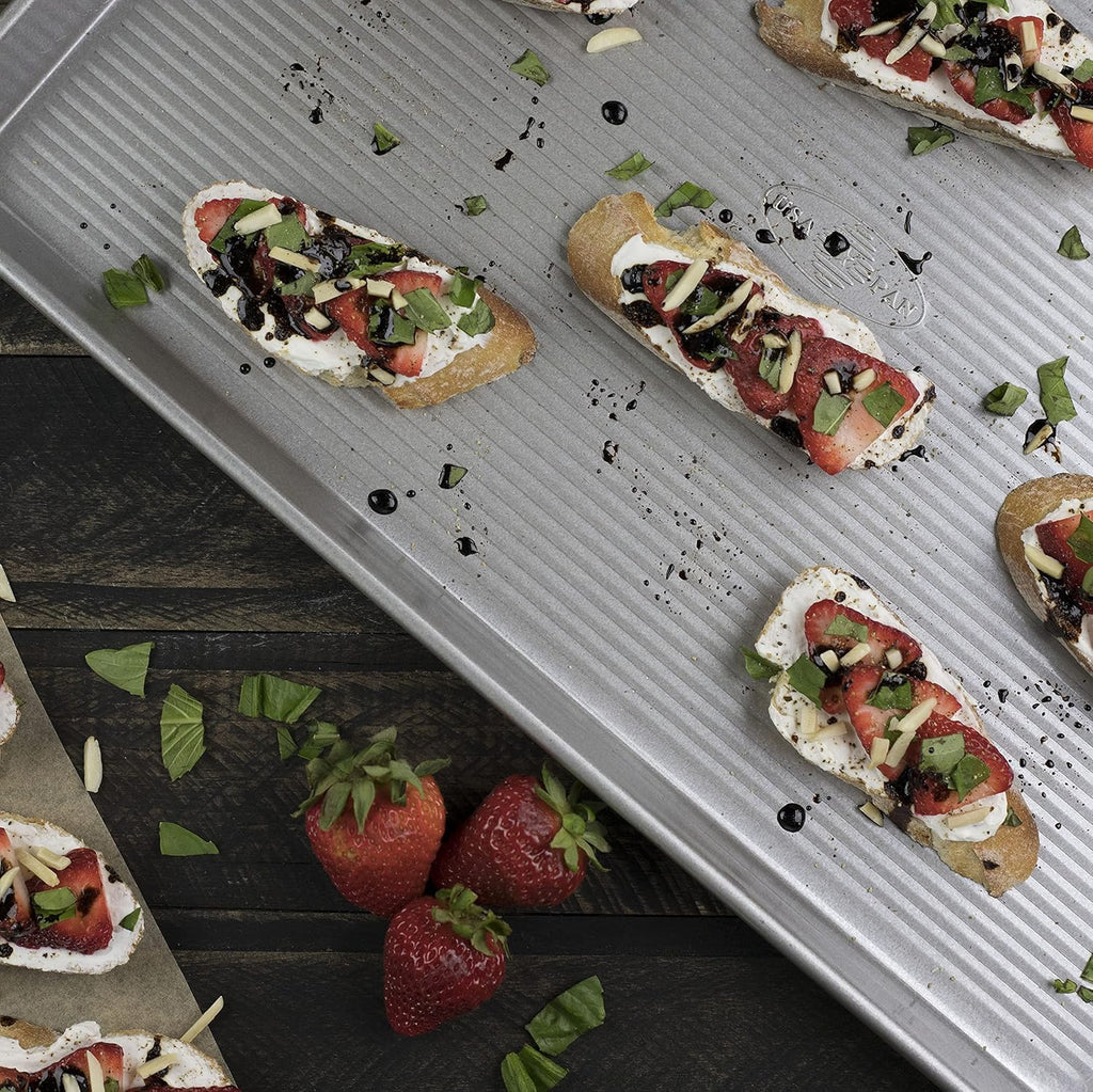 USA Pan Bakeware Half Sheet Pan Set - Durable Aluminized Steel Baking Sheets (2 Pack)