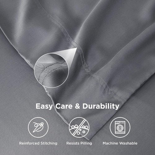 Bedsure King Size Pillow Cases - Cooling Rayon Bamboo Pillow Covers, Silky Soft Dark Grey, 20x36 Inches