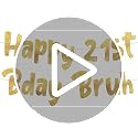 Happy 21st Bday Bruh Gold Glitter Banner - Pre-Strung Birthday Decor