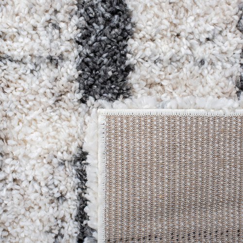 SAFAVIEH Fontana Shag Collection Runner Rug - 2'3" x 8', Ivory & Grey, Modern Design, Non-Shedding & Easy Care, 2-inch Thick Ideal for High Traffic Areas in Living Room, Bedroom (FNT855A)