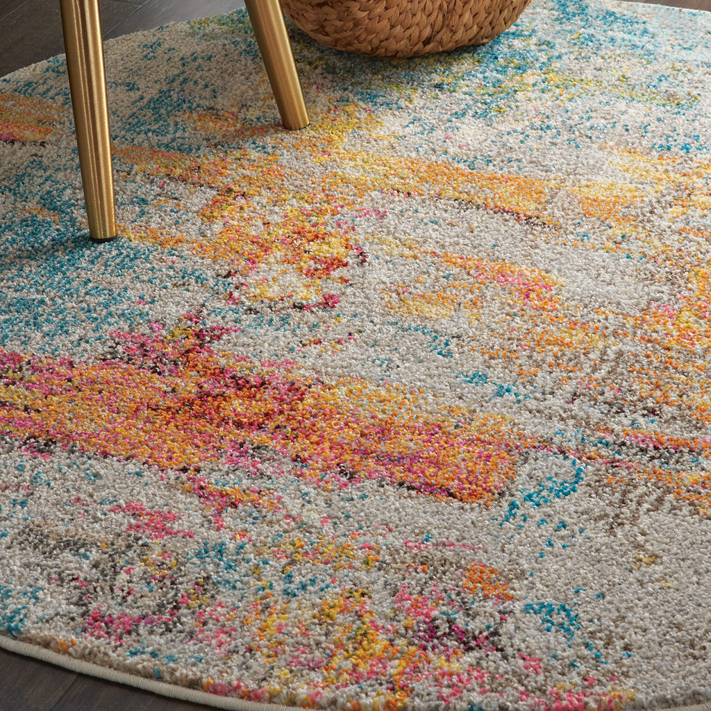 Nourison Home Celestial Sealife 5'3" x Round Area Rug - Easy Clean, Non Shedding, Bed Room, Living Room, Dining Room, Kitchen (5' x Round)