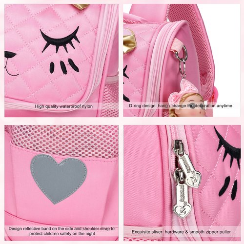 AO ALI VICTORY Girls Backpacks, Waterproof Cute Backpack for Kids Toddler Girl Preschool Bookbags Elementary School Bags (Small, A-Pink)