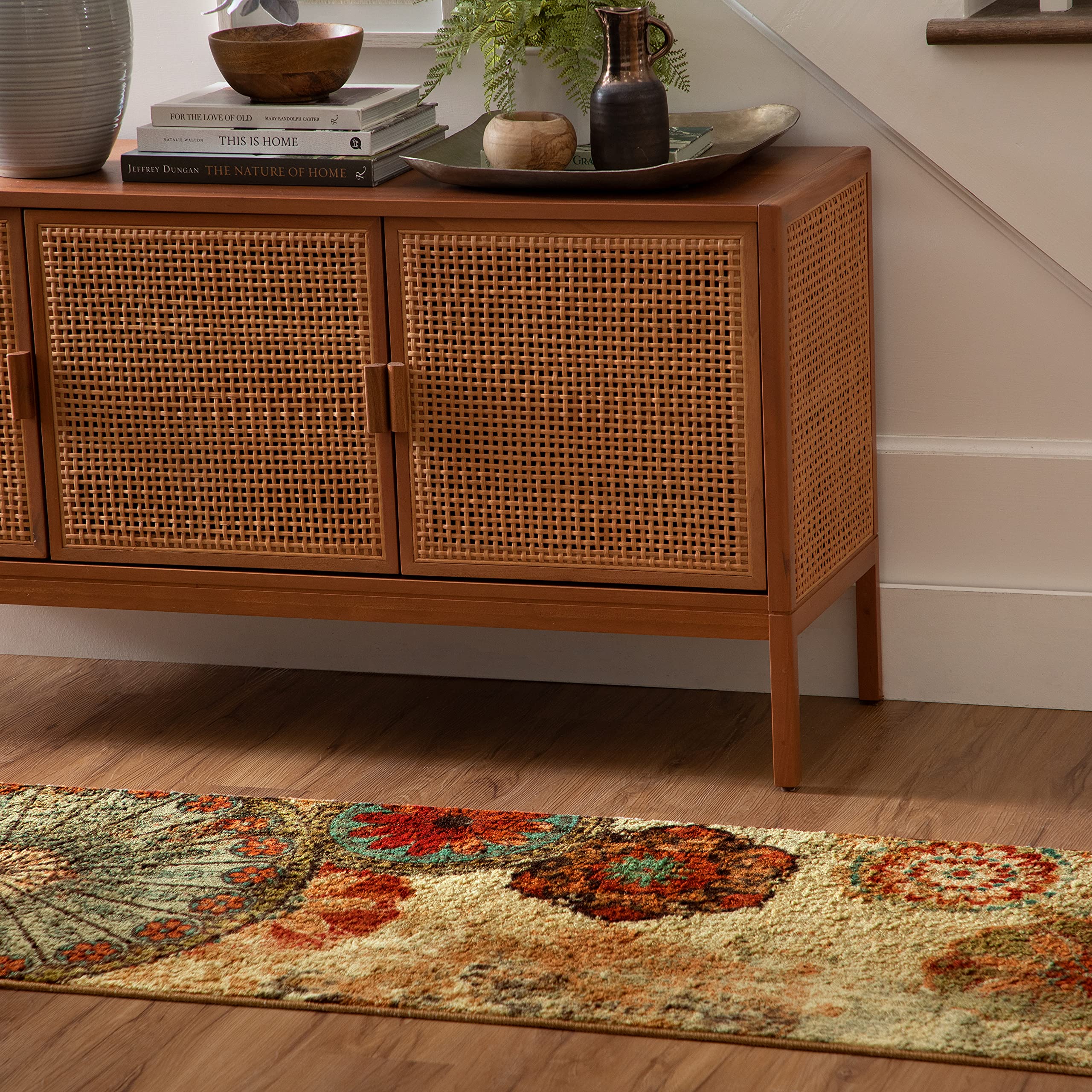 Mohawk Home Caravan Ornamental Floral Medallion 1' 8" x 2' 10" Area Rug - Orange - Perfect for Living Room, Dining Room, Office