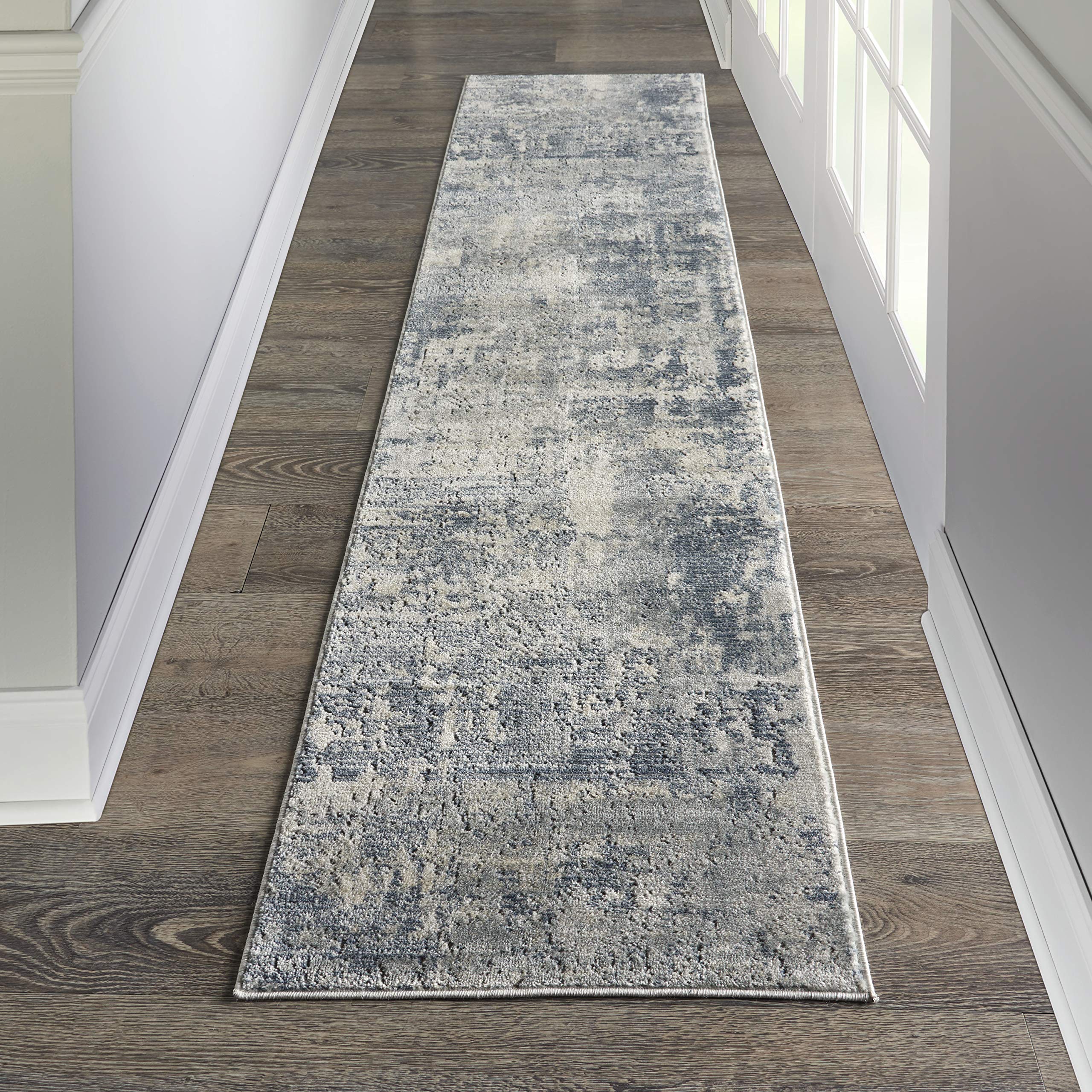 Nourison Home Concerto Grey Beige 2'2" x 7'6" Area Rug - Easy Clean, Non Shedding, Bed Room, Living Room, Dining Room, Kitchen (8' Runner)