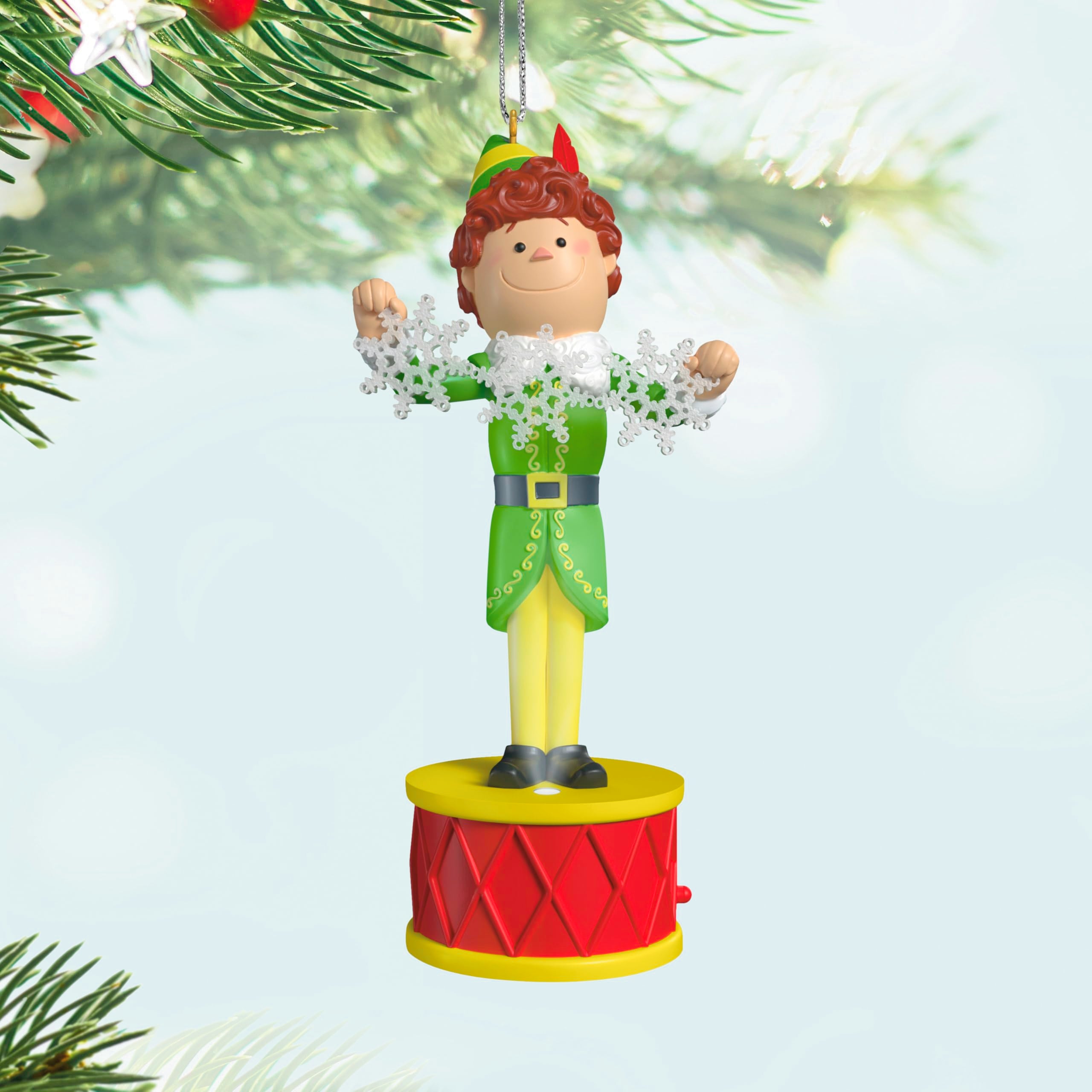 Hallmark Keepsake Christmas Ornament, Elf Collection Buddy the Elf with Light and Sound, Christmas Movie Gifts