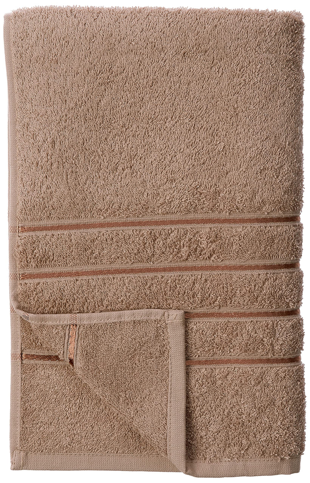 Lavish Home 8 Piece 100% Cotton Plush Bath Towel Set - Taupe 27.5"x57.25"x0.25"