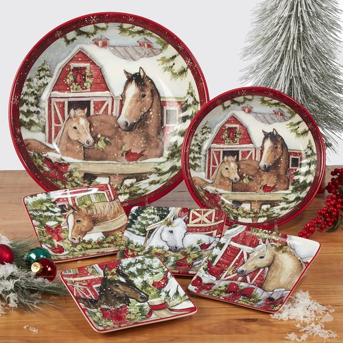 Certified International Homestead Christmas 9" Dessert/Salad Plates, Set of 4 (Pack of 2)