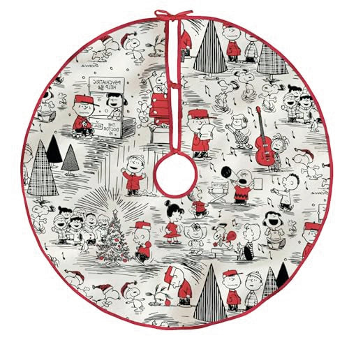 Peanuts Christmas Tree Skirt - 48 Inch Fabric Tree Decor for Peanuts Fans - Hallmark