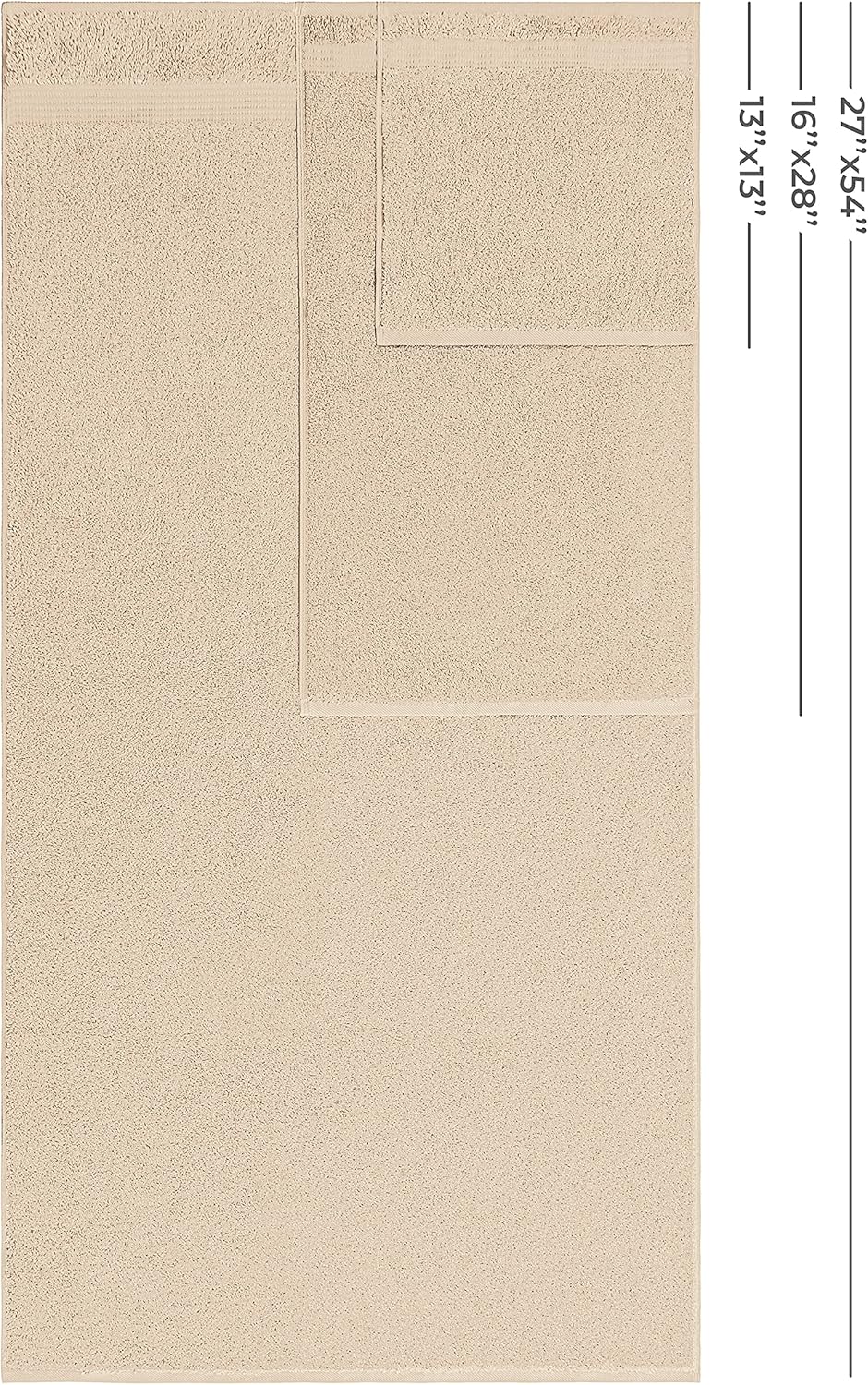 American Veteran Luxury Towel Set - 100% Cotton Turkish Towels | 6 Pieces in Beige (2 Bath, 2 Hand, 2 Washcloths)