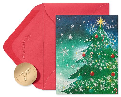 Papyrus Boxed Holiday Christmas Cards, Magical Tree Top, 20 Count