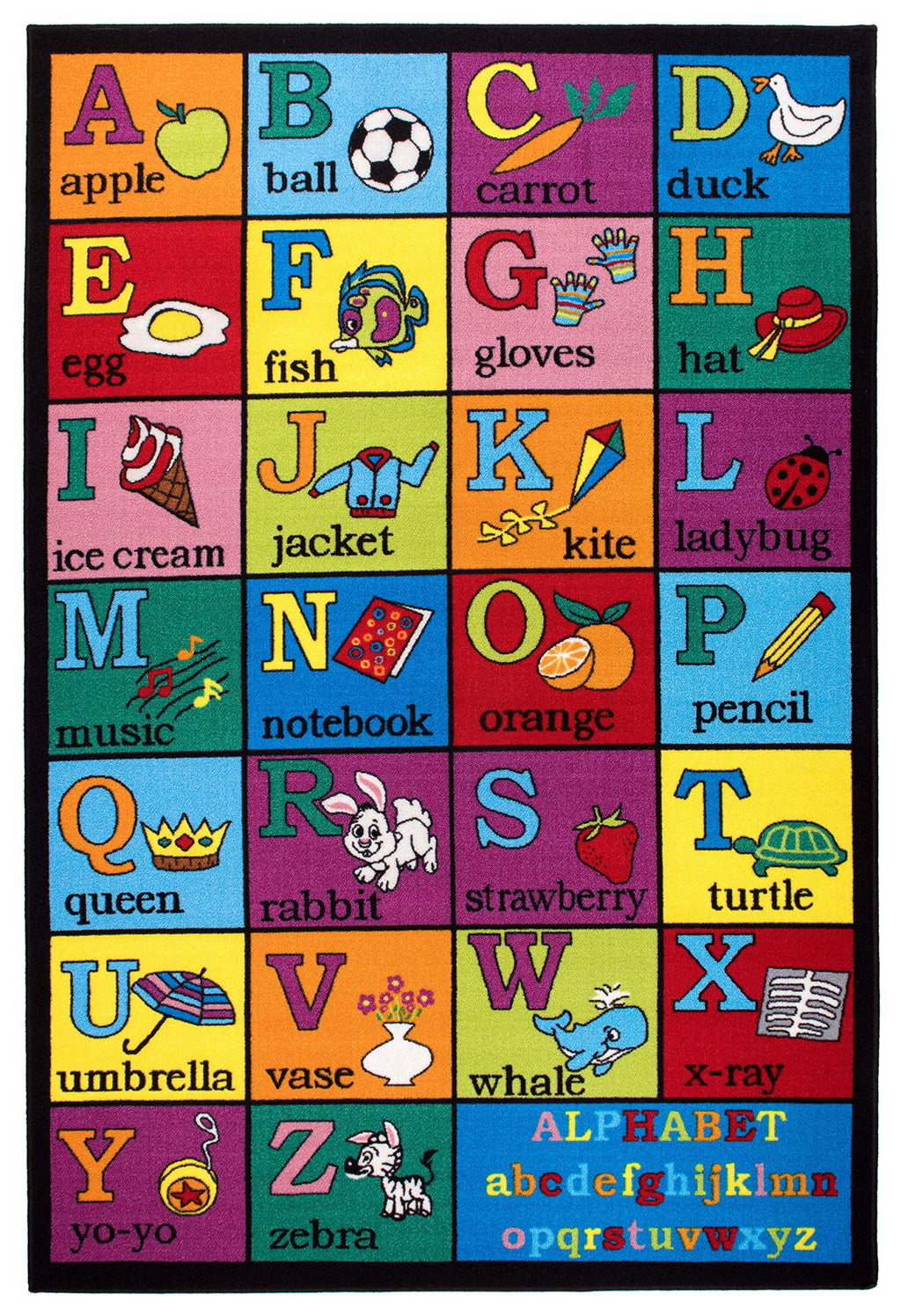 Rugshop Kids Educational Learning Alphabet Non Skid (Non Slip) Area Rug 3'3" x 4'7" Multi