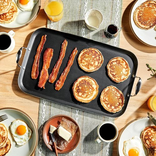 HexClad Nonstick Double Burner Griddle - Stay-Cool Handles, Dishwasher Safe, Oven Safe Up to 900°F
