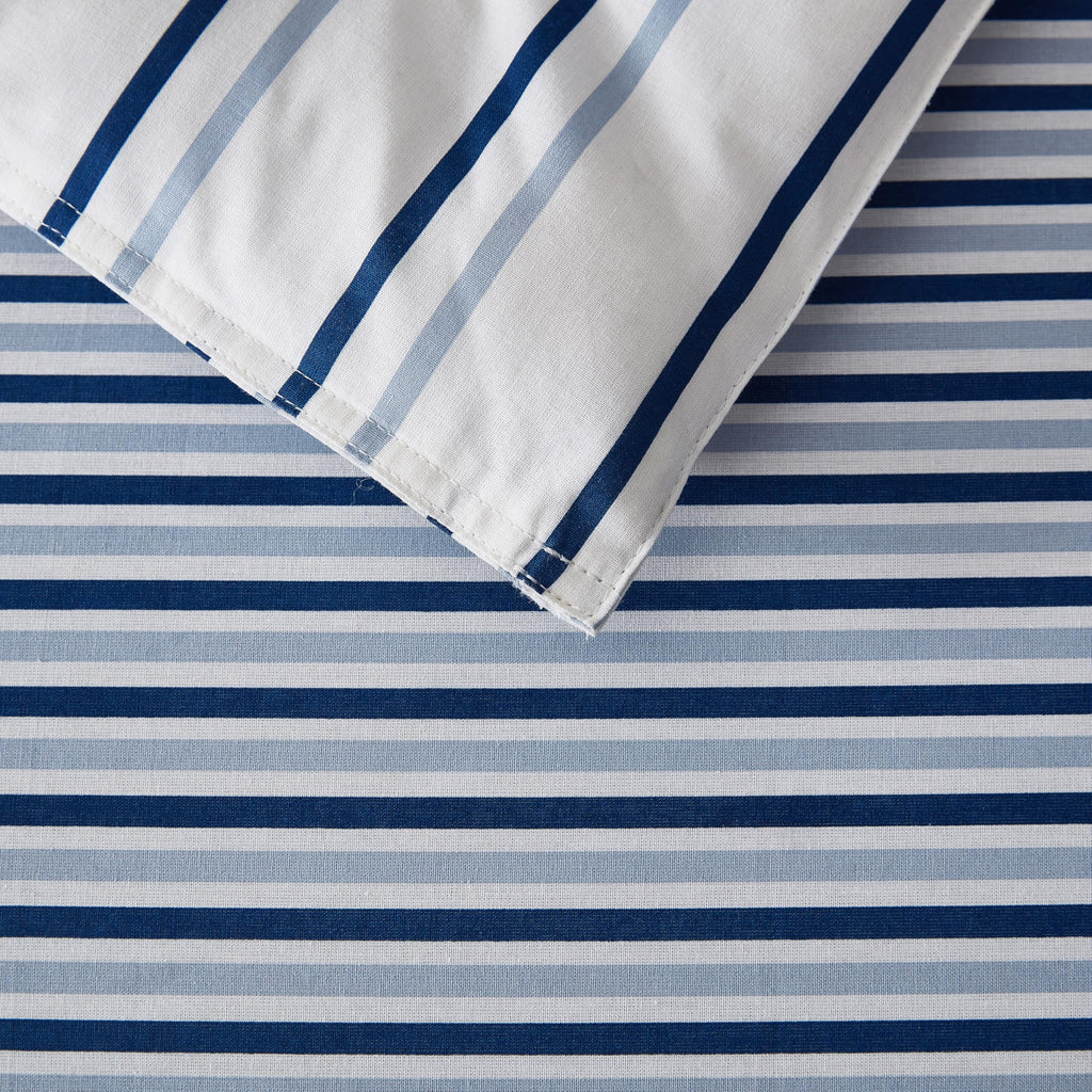 Eddie Bauer - King Duvet Cover Set, Luxuriously Soft Bedding with Matching Shams, Buttons & Corner Ties to Ensure Placement (Cooper Stripe Blue, King)