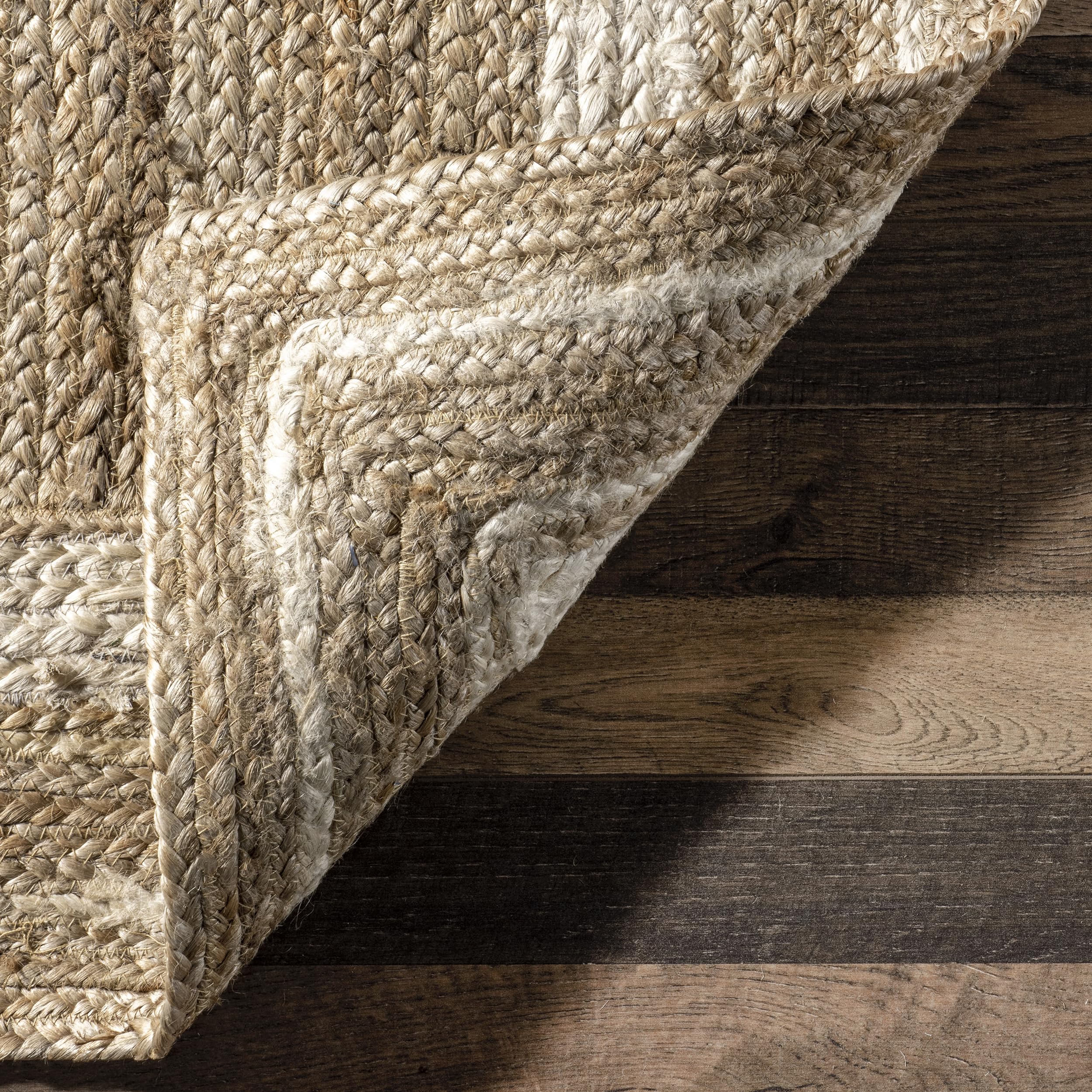 Nuloom Rikki Off-White/Natural, 2'6" x 6', Coastal Braided, Jute, Soft and Textured, High Traffic, Stain Resistant, Easy Clean, Durable Runner for Bedroom, Living Room, Dining, Foyer, Entryway