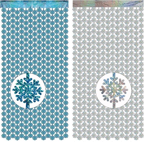 GREATRIL Silver Blue Snowflake Fringe Curtain - Sparkling Winter Backdrop for Christmas & Birthdays - 3.2ft x 6.5ft - 2 Pack