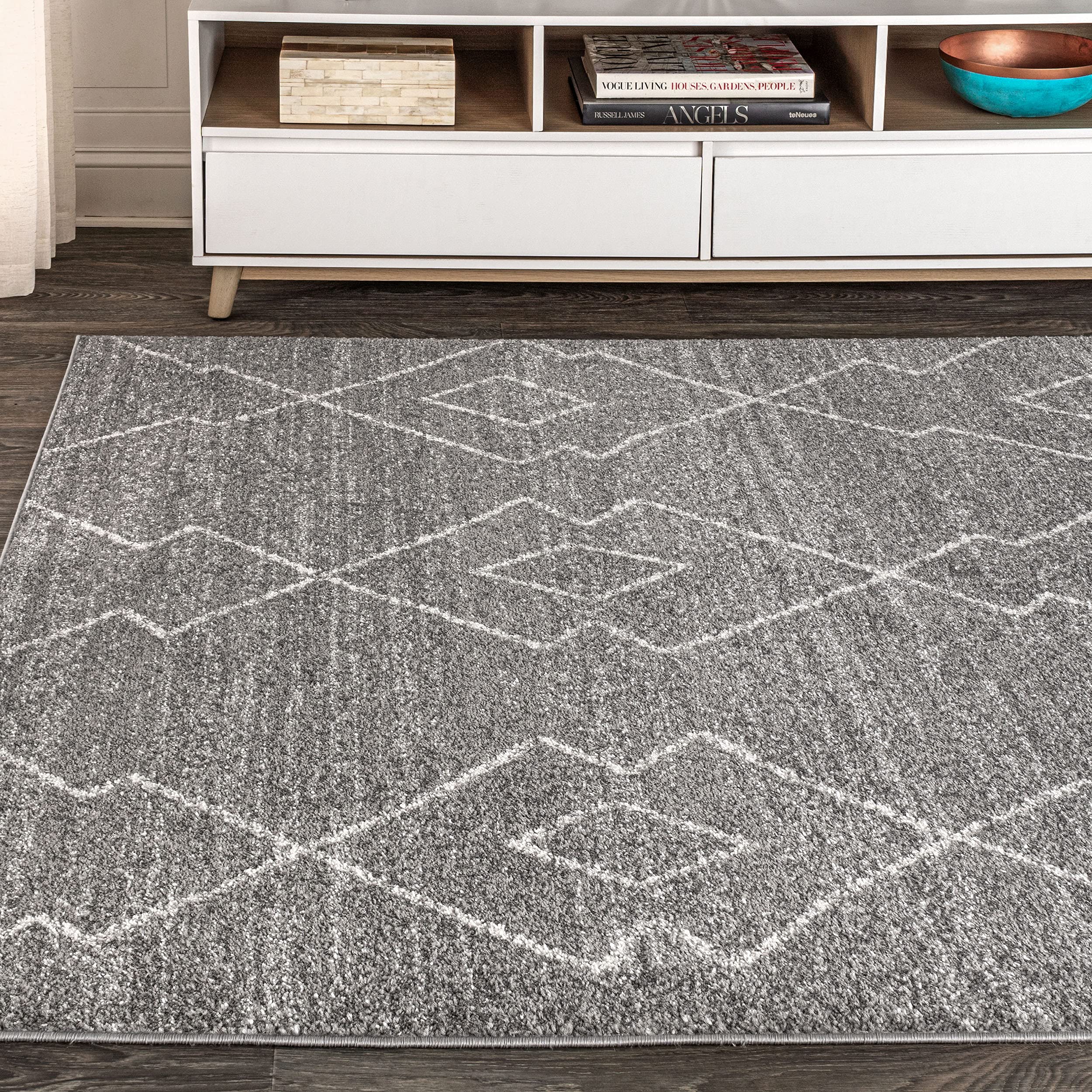 JONATHAN Y Alia Moroccan Beni Souk Gray/Cream Indoor Area Rug, 3x5, Bohemian, Scandinavian, Easy-Cleaning for Living Room, Bedroom, Kitchen, Pet Friendly, Non-Shedding (MOH202B-3)