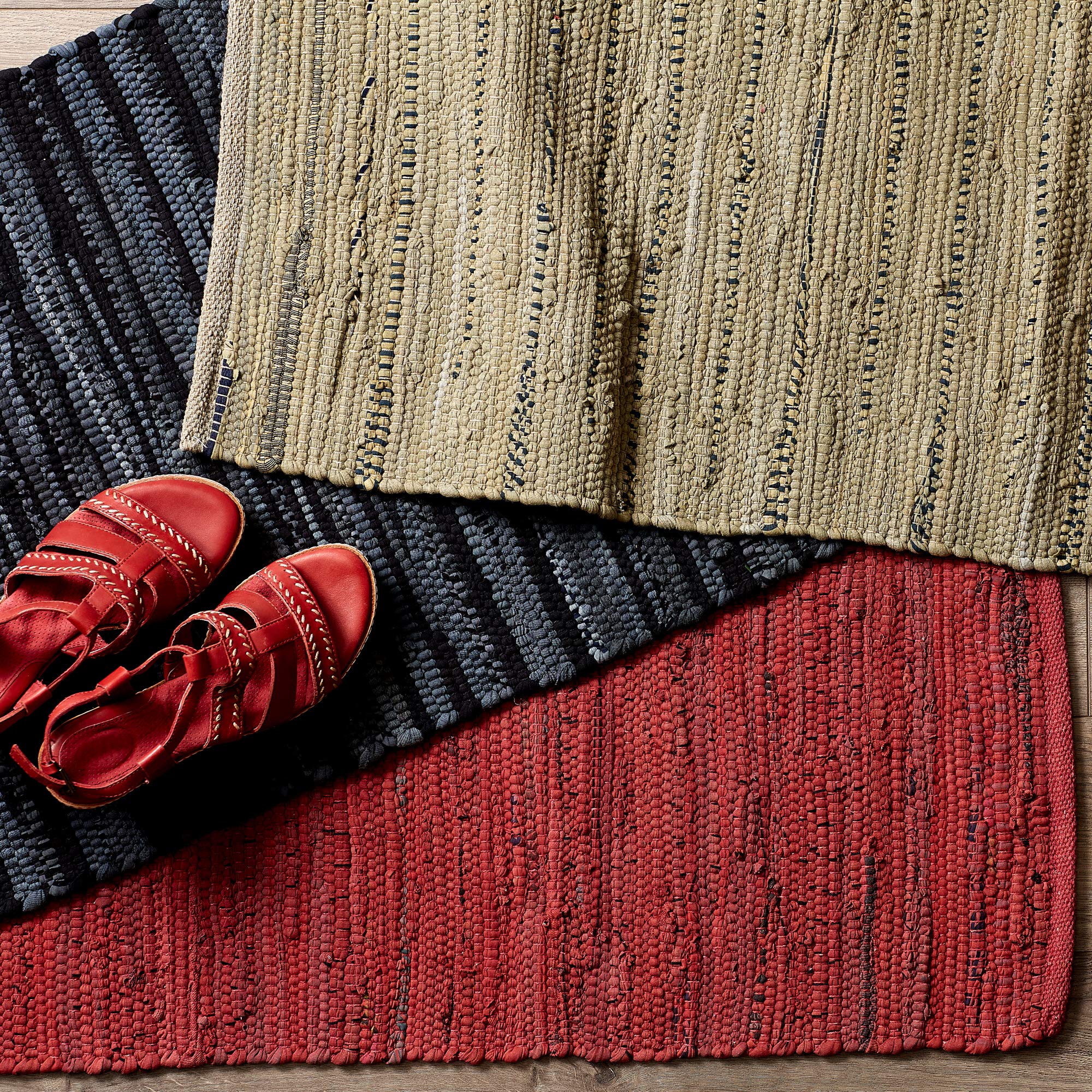 DII Chindi Home Collection Handwoven Multicolor Area Rag Rug, 20x31.5, Black