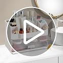 Large Makeup Organizer with Drawers for Vanity - Pink Storage Unit