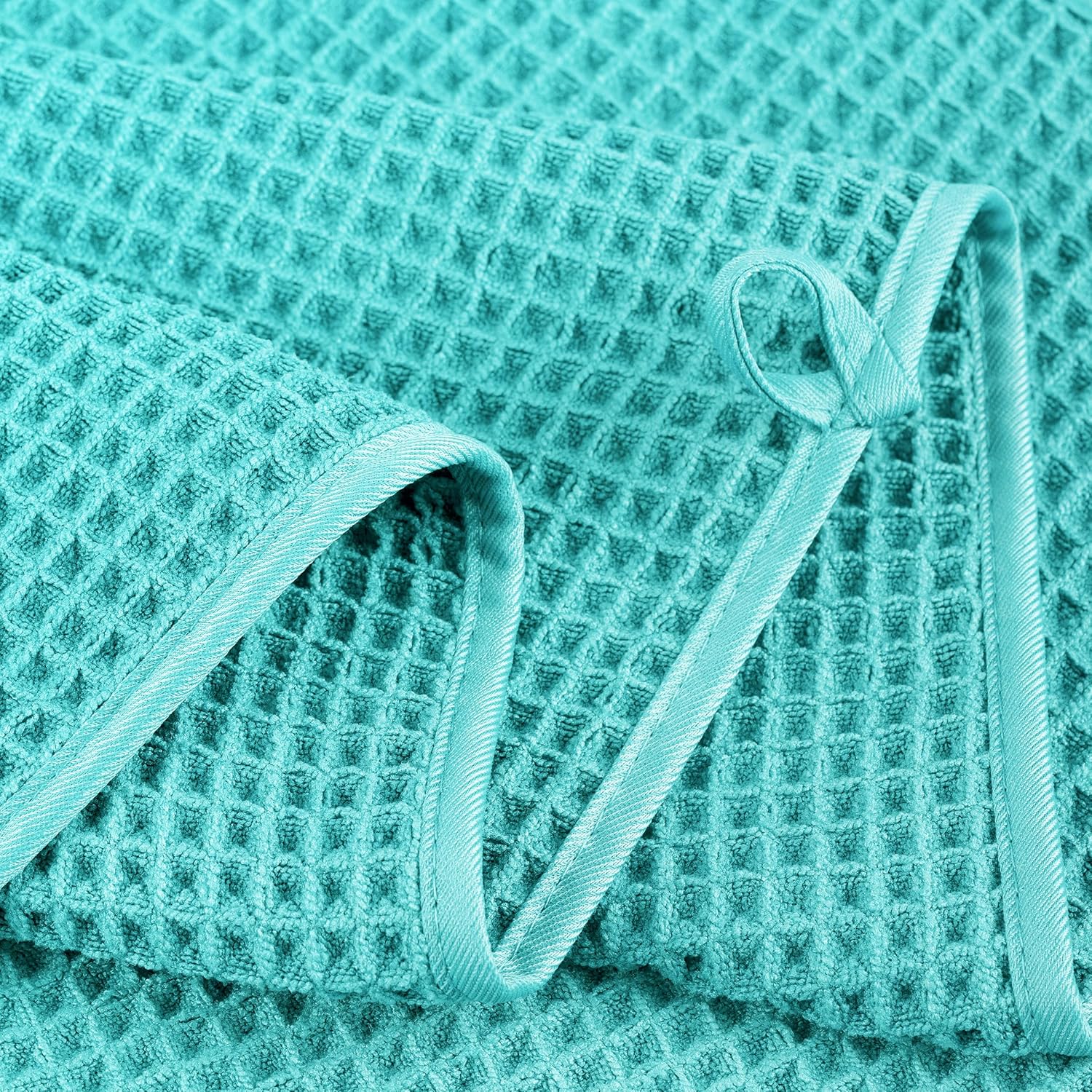 POLYTE Microfiber Bath Towel Set - Quick Dry, Lint-Free, Oversized | 6 Pieces in Waffle Weave