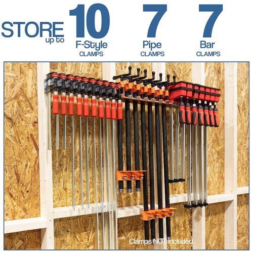 Fulton Woodworking Tools Modular Clamp Rack Assortment with 1 each F-Clamp Rack •1 each Bar/Parallel 1 each PipeClamp Rack Included, Quick to Align •Pre-Drilled 16 inch on Center