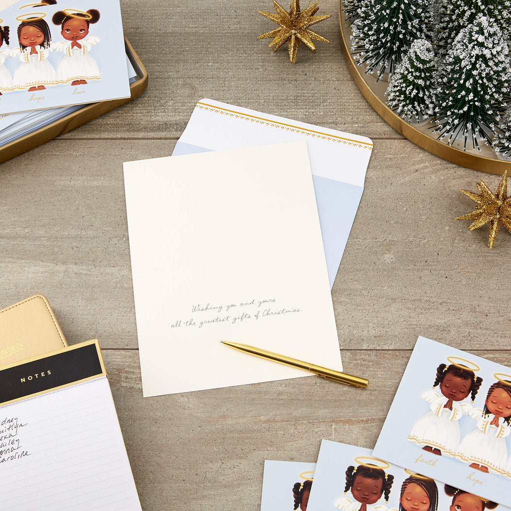Hallmark Mahogany Boxed Christmas Cards, Three Angels (16 Cards and 17 Envelopes)