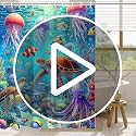 Waterproof Jellyfish Turtle Shower Curtain - Ocean Theme 72x72