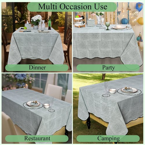 Ridhi Forest Green Stripe Block Print 60x90 Rectangle Tablecloth Table Cover for Dining Tables, Handcrafted Farmhouse Kitchen Decor, Washable, Decorative Tablecloths for Spring, Easter, Valentine