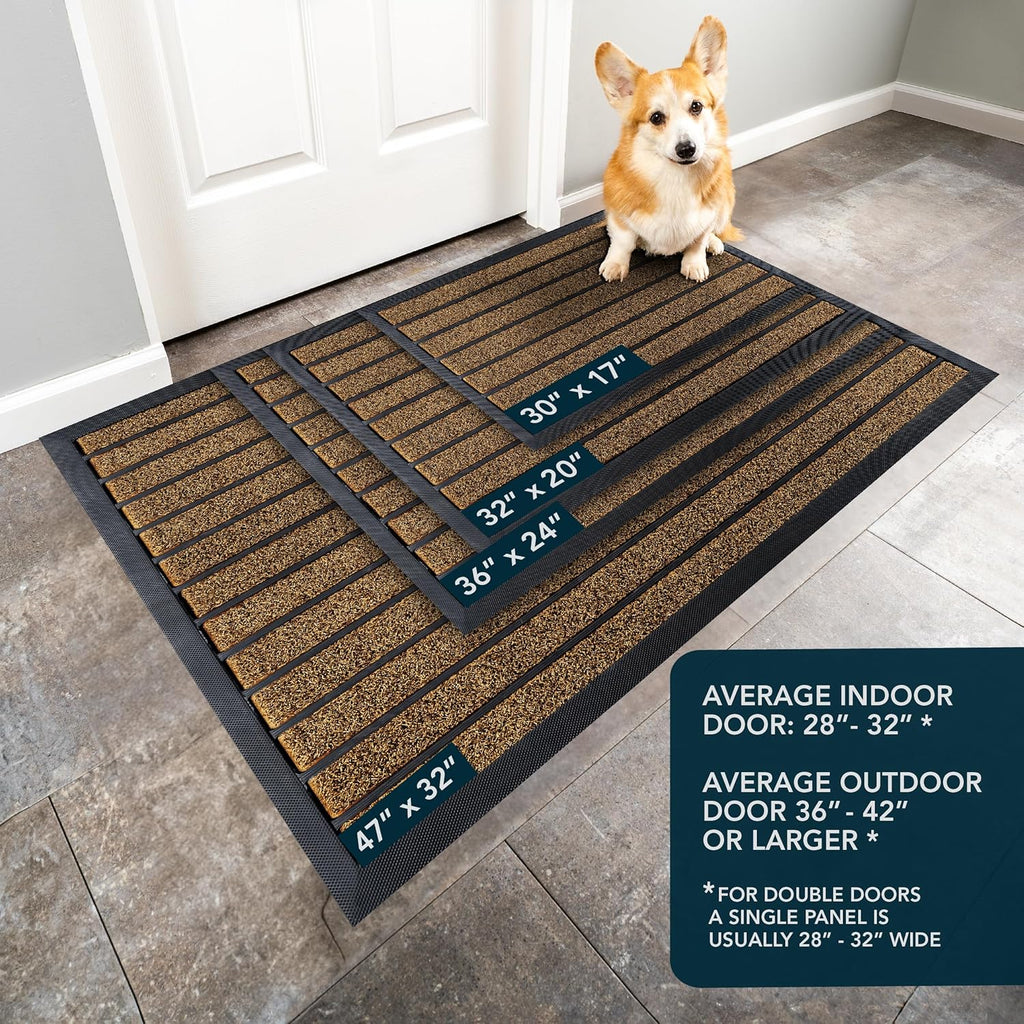 Ubdyo Extra Durable Door Mat - Non-Slip Dirt Trapping Welcome Mat for Indoor/Outdoor Use - 30" x 17", Bright Brown