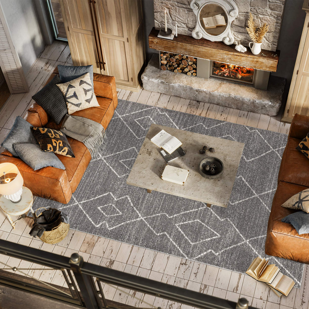 JONATHAN Y Alia Moroccan Beni Souk Gray/Cream Indoor Area Rug, 3x5, Bohemian, Scandinavian, Easy-Cleaning for Living Room, Bedroom, Kitchen, Pet Friendly, Non-Shedding (MOH202B-3)