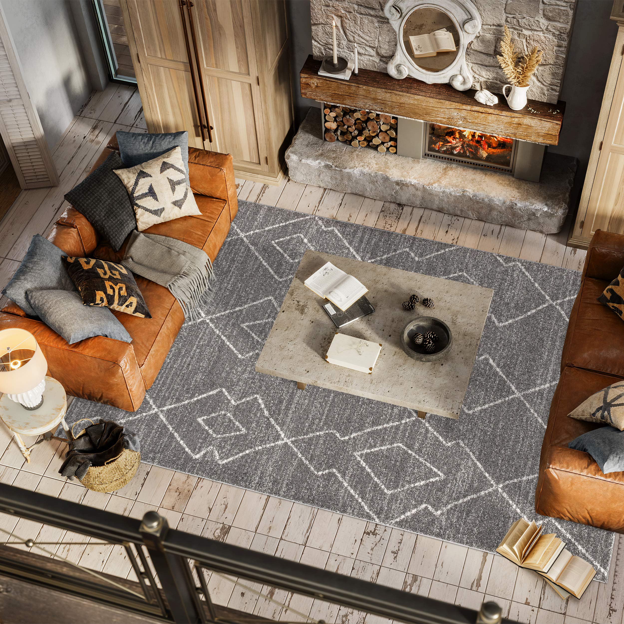 JONATHAN Y Alia Moroccan Beni Souk Gray/Cream Indoor Area Rug, 3x5, Bohemian, Scandinavian, Easy-Cleaning for Living Room, Bedroom, Kitchen, Pet Friendly, Non-Shedding (MOH202B-3)