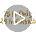 75th Birthday Gold Glitter Banner - Pre-Strung Party Decoration