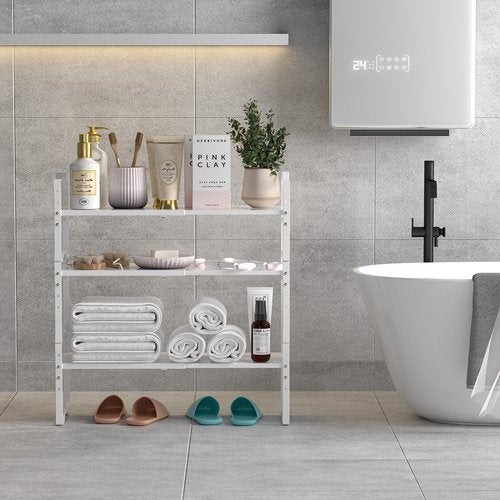 Jojocross Expandable Shelf for Cabinet Organizer Adjustable Stackable Spice Rack at Kitchen and Bathroom More, Counter Countertop Cupboard Organization Pantry Storage(LARGE/2PACKS/WHITE)
