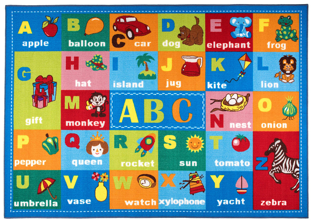 Rugshop Kids Educational Learning Alphabet Symbols Non Skid (Non Slip) Area Rug 3'3" x 4'7" Multi