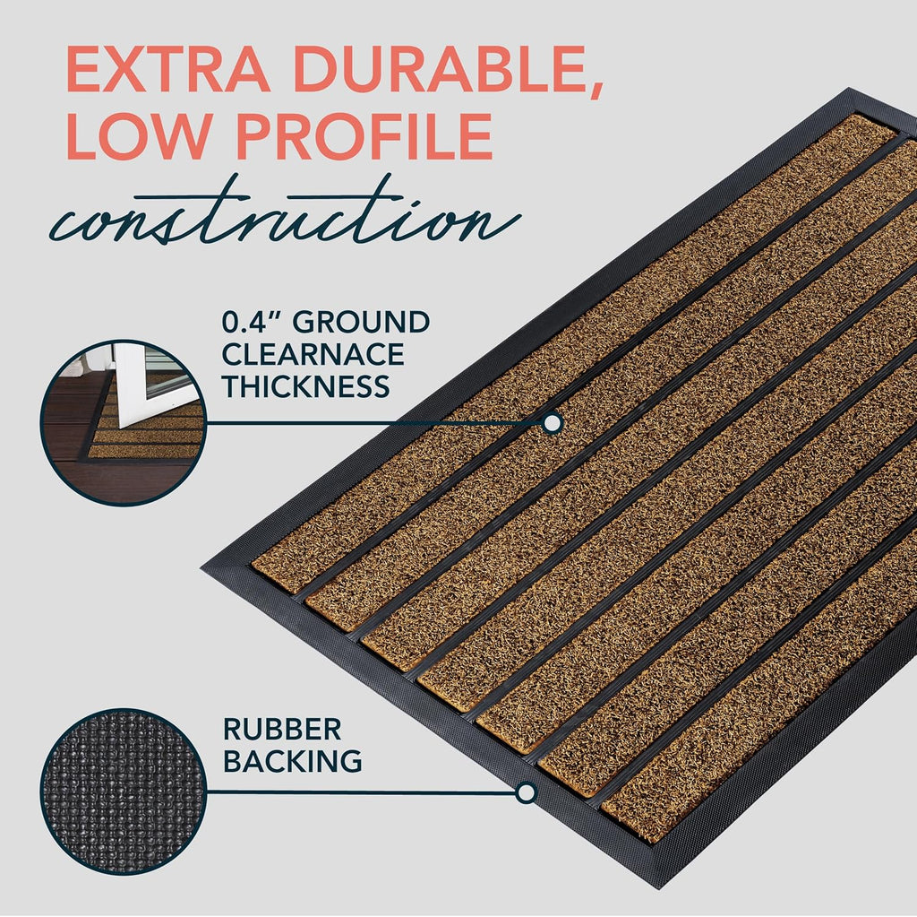 Ubdyo Extra Durable Door Mat - Non-Slip Dirt Trapping Welcome Mat for Indoor/Outdoor Use - 30" x 17", Bright Brown