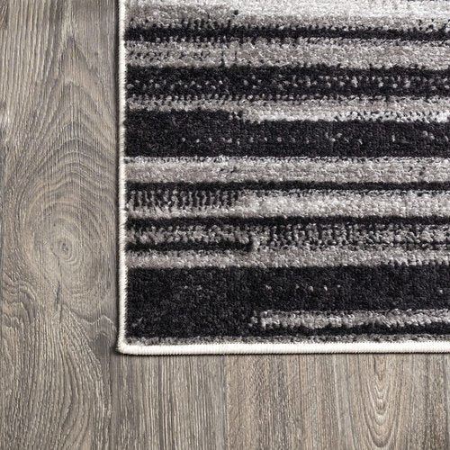 JONATHAN Y Linear Modern Half-Stripe Gray/Cream Indoor Area Rug, 3x5, Contemporary, Transitional, Easy-Cleaning for Living Room, Bedroom, Kitchen, Pet Friendly, Non-Shedding (CTP112B-3)