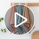 Leaf Print Hand Towels 3 Pack - Blue Beige Pink Cotton Soft