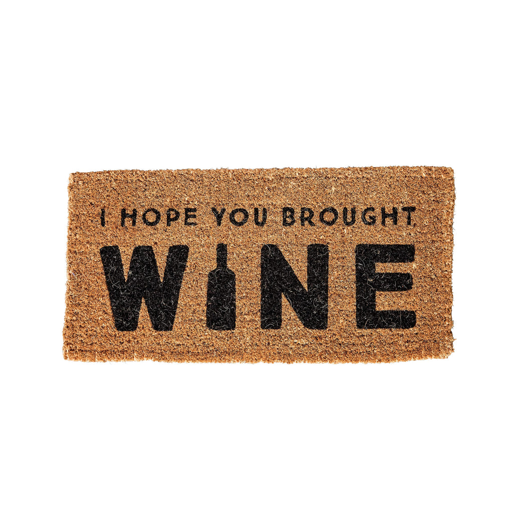 Creative Co-Op "I Hope You Brought Wine" Rectangle Coir Doormat