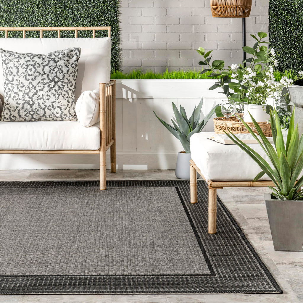 nuLOOM 3' x 4' Outdoor Performance Area Rug, OEKO-TEX Certified, Weather Resistant, High Traffic, Patio, Balcony, Outside, Gris Grey