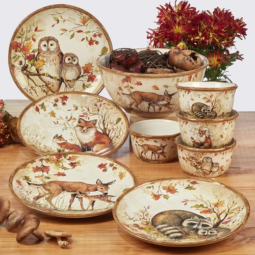 Pine Forest 3-D Owl Cookie Jar with Lid – 60 oz. Ceramic Autumn Storage Canister – Woodland Cabin Kitchen Decor – Great for Fall Cookies, Treats, Snacks & Rustic Holiday Gifting – 7.75"x6.5"x9.875"