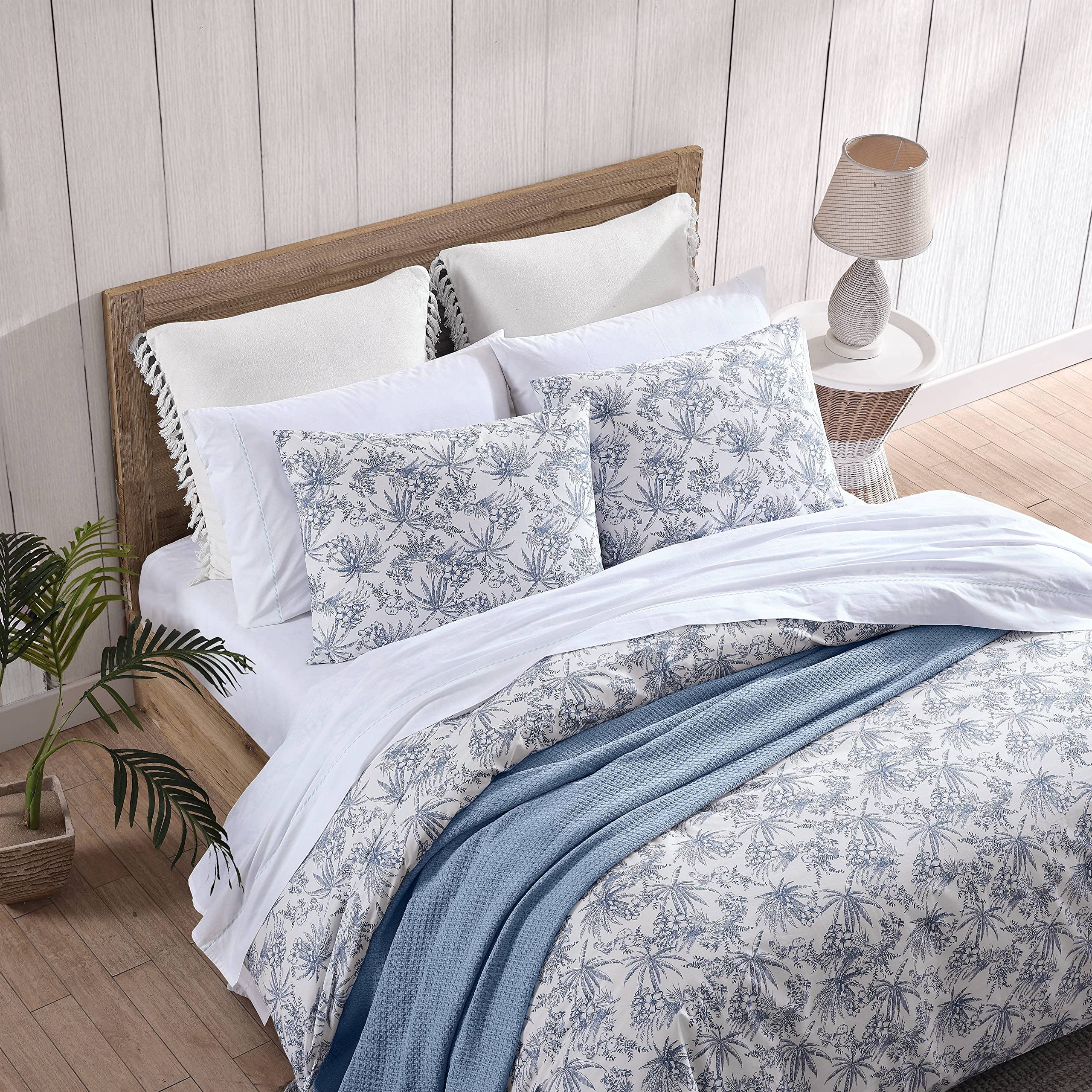 Tommy Bahama- King Duvet Cover Set, Reversible Cotton Bedding Set with Matching Shams, Coastal Bedding Set (Pen and Ink Blue, King)