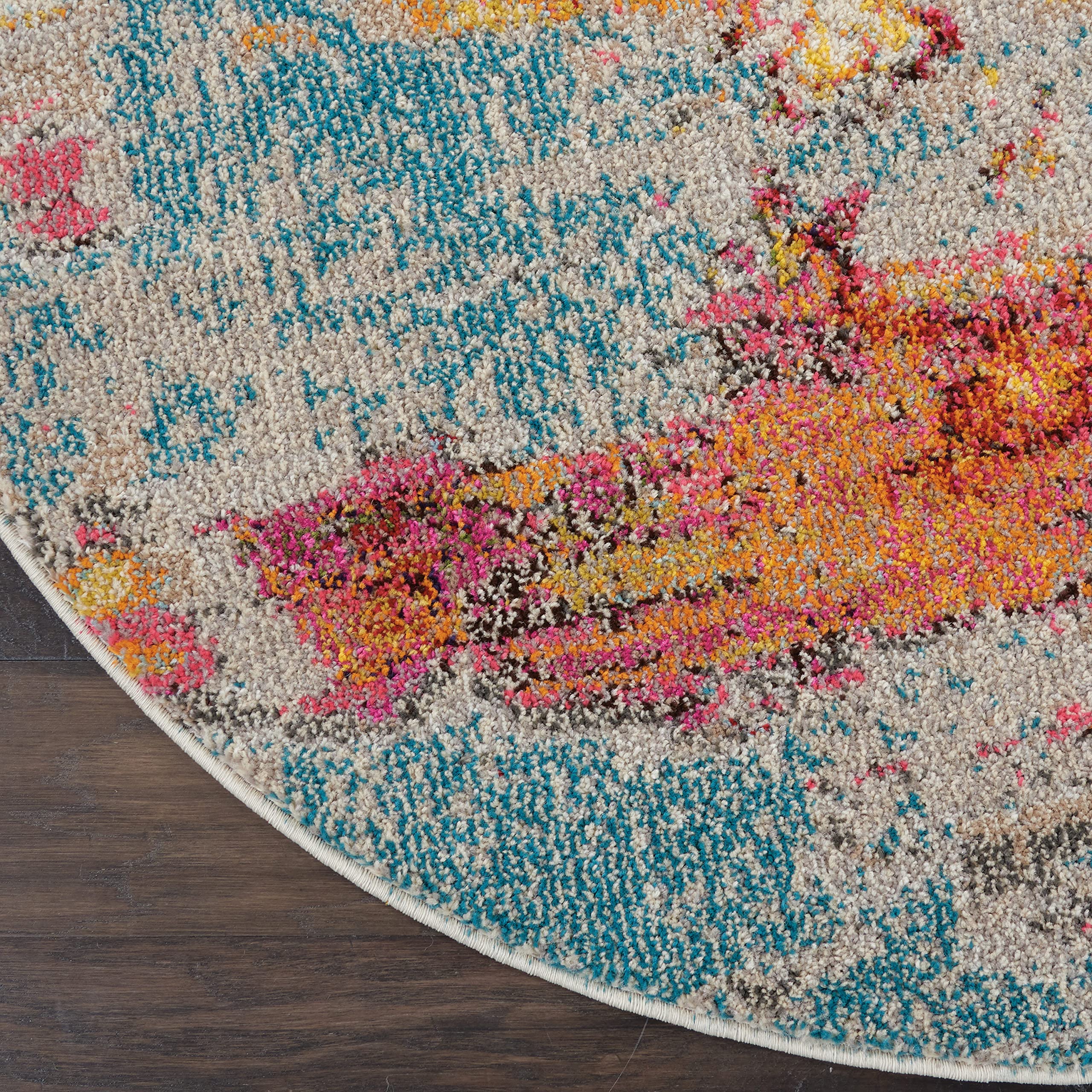 Nourison Home Celestial Sealife 5'3" x Round Area Rug - Easy Clean, Non Shedding, Bed Room, Living Room, Dining Room, Kitchen (5' x Round)