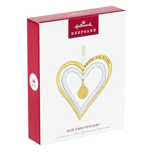 Hallmark Keepsake Christmas Ornament 2026 Our Anniversary Metal Double Hearts - Personalized Year & Charms